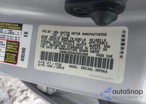2010 Toyota Corolla Le from USA, damaged, VIN 1NXBU4EE3AZ291088
